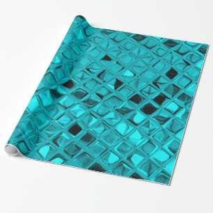 Shiny Metallic Girly Blauwgroen Diamond Faux Serpe Cadeaupapier