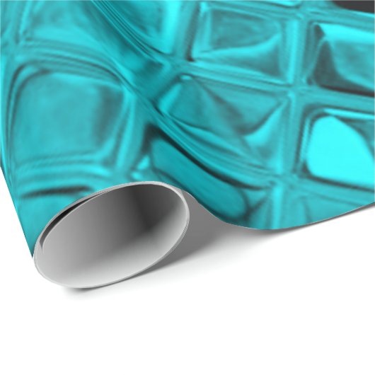 Shiny Metallic Girly Blauwgroen Diamond Faux Serpe Cadeaupapier (Rol Hoek)