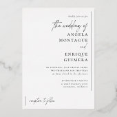 Shiny Minimal Typography & Romantic Photo Wedding  Folie Uitnodiging (Achterkant)