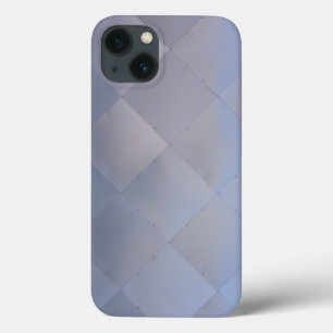 Shiny Modern Checkered Metal Blue iPhone 13 Hoesje