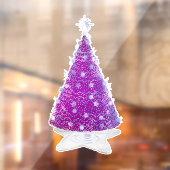 Shiny Pink Silver Christmas Tree Star Shape Rug Raamsticker (Vel 2)