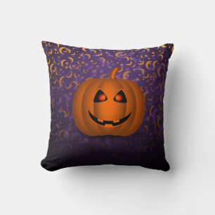 Shiny Pumpkin Halloween Moon Paars Square Pillow Kussen