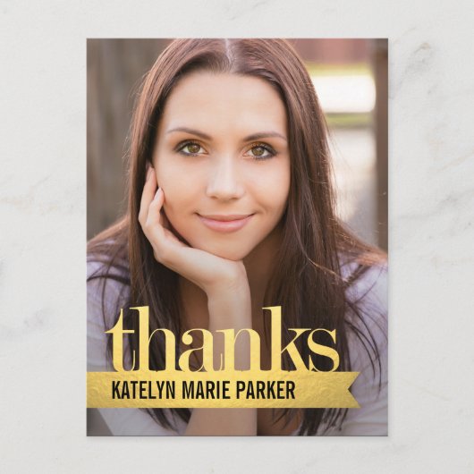 Shiny Ribbon Afstuderen Bedankt Card Briefkaart (Voorkant)