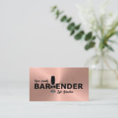 Shiny Rose Gold Event Bartender Carte de visite (Debout devant)