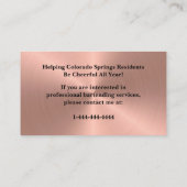 Shiny Rose Gold Event Bartender Carte de visite (Dos)