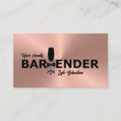 Shiny Rose Gold Event Bartender Carte de visite (Devant)