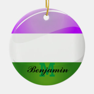 Shiny Round Genderqueer Flag Keramisch Ornament