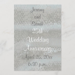 Shiny Silver 25th Wedding Jubileum Invitations Kaart