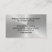 Shiny Silver & Black Event Bartender Carte de visi (Dos)