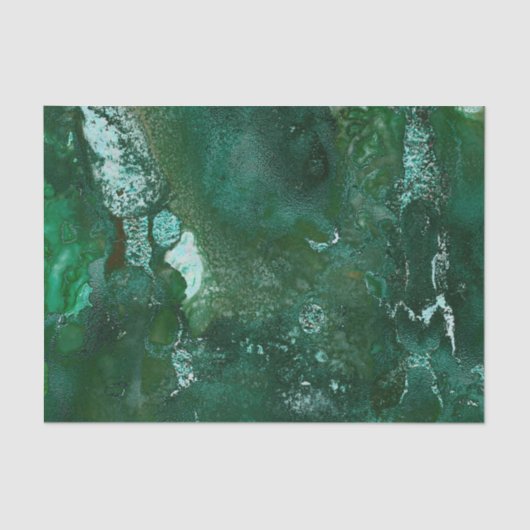 Shiny Silver en Green Malachite Emerald Marble Tissuepapier (Voorkant)