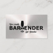 Shiny Silver Event Bartender Carte de visite (Devant)