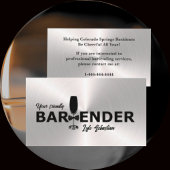 Shiny Silver Event Bartender Carte de visite