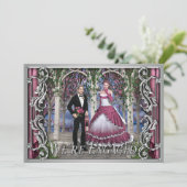 Shiny Silver Fantasy Huwelijk Klassiek Verloving Kaart (Staand voorkant)