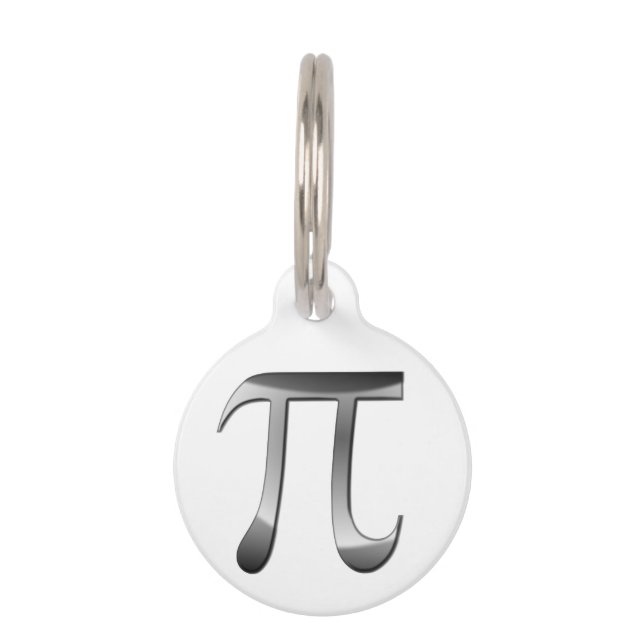 Shiny Silver Pi-symbool Huisdierpenning (Voorkant)