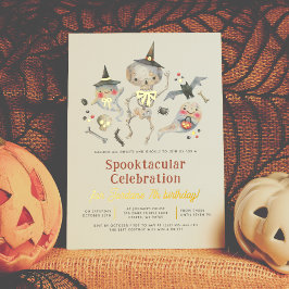 Shiny Spooktacular Halloween Ghost Verjaardagsfees Folie Uitnodiging