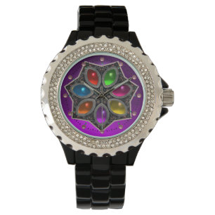 SHINY STAR MET KLORFUL GEMSTONES, Paars Horloge