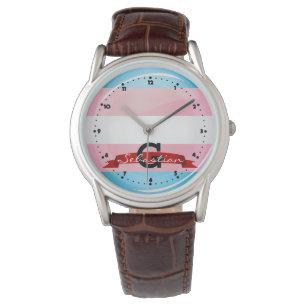 Shiny Transgender Pride Flag Horloge