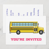 Shiny Yellow School Bus uitgenodigd Kaart (Voorkant / Achterkant)