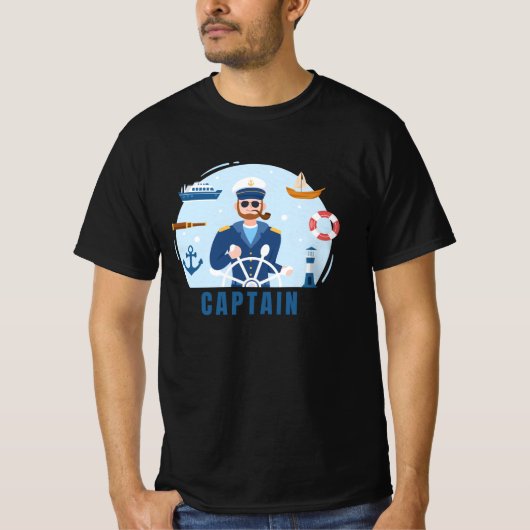Ship Captain Design Aantrekkelijk Zwart Tshirt (Voorkant)