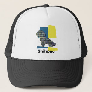 Shipoo hond Silhouette Leuke Tricolor Grid Trucker Pet