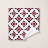 Shippo avec Motif Fleur, noir, blanc et rose (Gant de toilette)