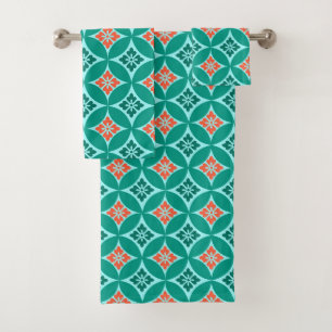 Shippo avec Motif Fleur, Turquoise et Coral 
