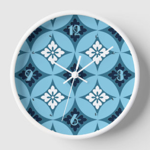 Shippo met bloemmotief, blauw en wit