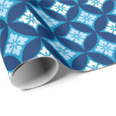 Shippo met bloemmotif, indigoblauw en wit cadeaupapier (Rol Hoek)