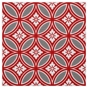 Shippo met bloemmotif, rood, wit en grijs stof