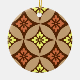 Shippo met Flower Motif, Brown and Golden Yellow Keramisch Ornament