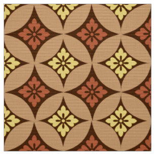 Shippo met Flower Motif, Brown and Golden Yellow Stof