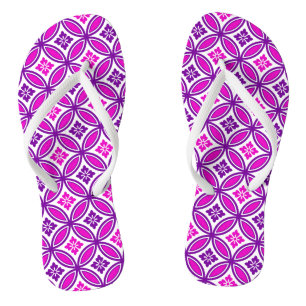 Shippo met Flower Motif, Orchid and Deep Paars Teenslippers