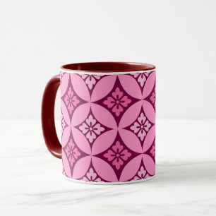 Shippo met Flower Motif, Pink en Burgundy Mok