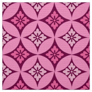 Shippo met Flower Motif, Pink en Burgundy Stof
