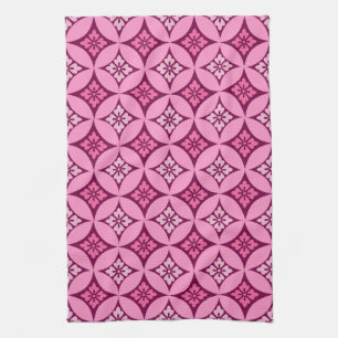 Shippo met Flower Motif, Pink en Burgundy Theedoek