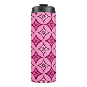 Shippo met Flower Motif, Pink en Burgundy Thermosbeker