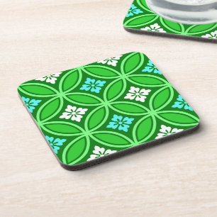 Shippo met Flower Motif, Shades of Jade Green Bier Onderzetter