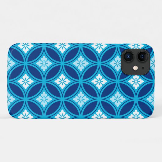 Shippo met ventilatormotif, diep indigoblauw Case-Mate iPhone case (Achterkant (horizontaal))