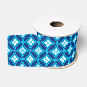 Shippo met ventilatormotif, diep indigoblauw grosgrain lint