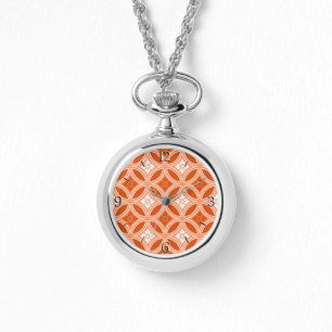 Shippo met ventilatormotif, Mandarijns Oranje Horloge