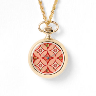Shippo met ventilatormotif, Mandarijns Oranje Horloge