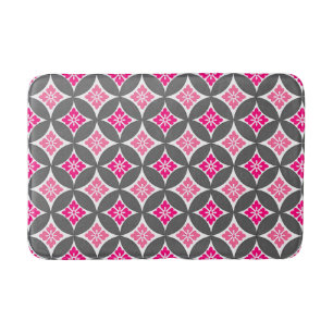 Shippo met ventilatormotif, roze en zilver grijs badmat