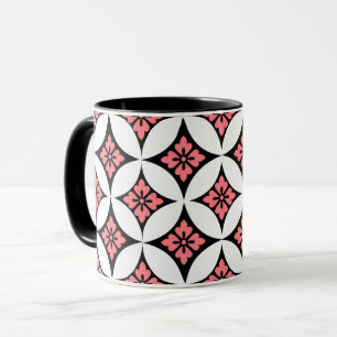 Shippo met ventilatormotif, zwart, wit en roze mok