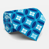 Shippo with Flower Motif, Deep Indigo Blue  Stropdas (Opgerold)