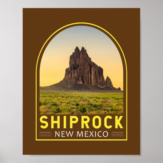 Shiprock New Mexico Retro Embleem Art  Poster (Voorkant)