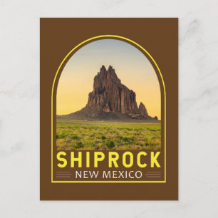 Shiprock New Mexico Retro Embleem Kunst Vintage Briefkaart