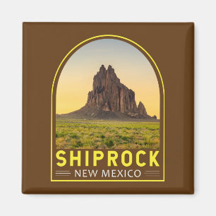 Shiprock New Mexico Retro Embleem Kunst Vintage Magneet
