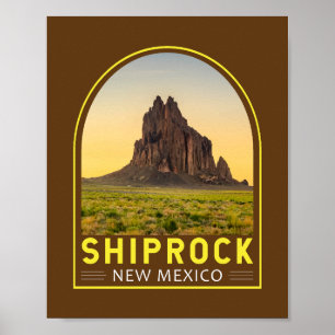 Shiprock New Mexico Retro Embleem Kunst Vintage Poster