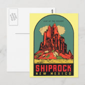 Shiprock, Nouveau-Mexique Voyage vintage Carte pos (Devant / Derrière)