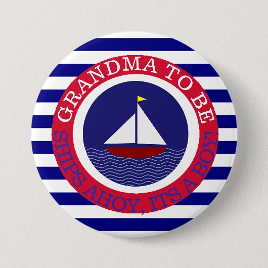 Ships Ahoy, zijn een Boy Baby shower Button (Voorkant)